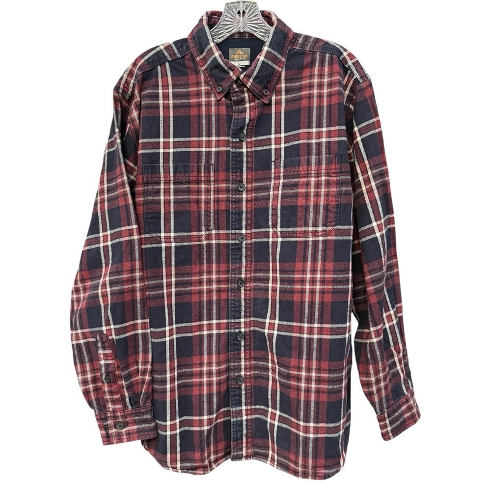 Ridgecut Men’s L Red Plaid Flannel Long Sleeve Cotton Shirt